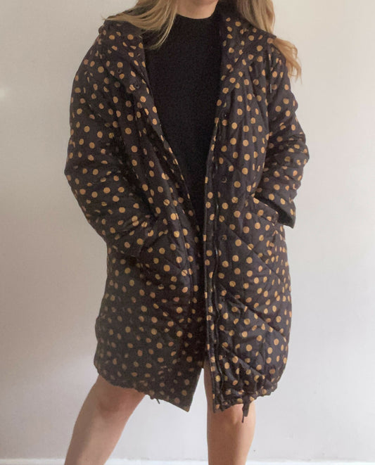 Women's Sass Size 10 Polka-Dot Black Puffa Jacket