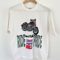 Men's Size M Vintage Ride with Pride Drink Pepsi Cotton T-Shirt