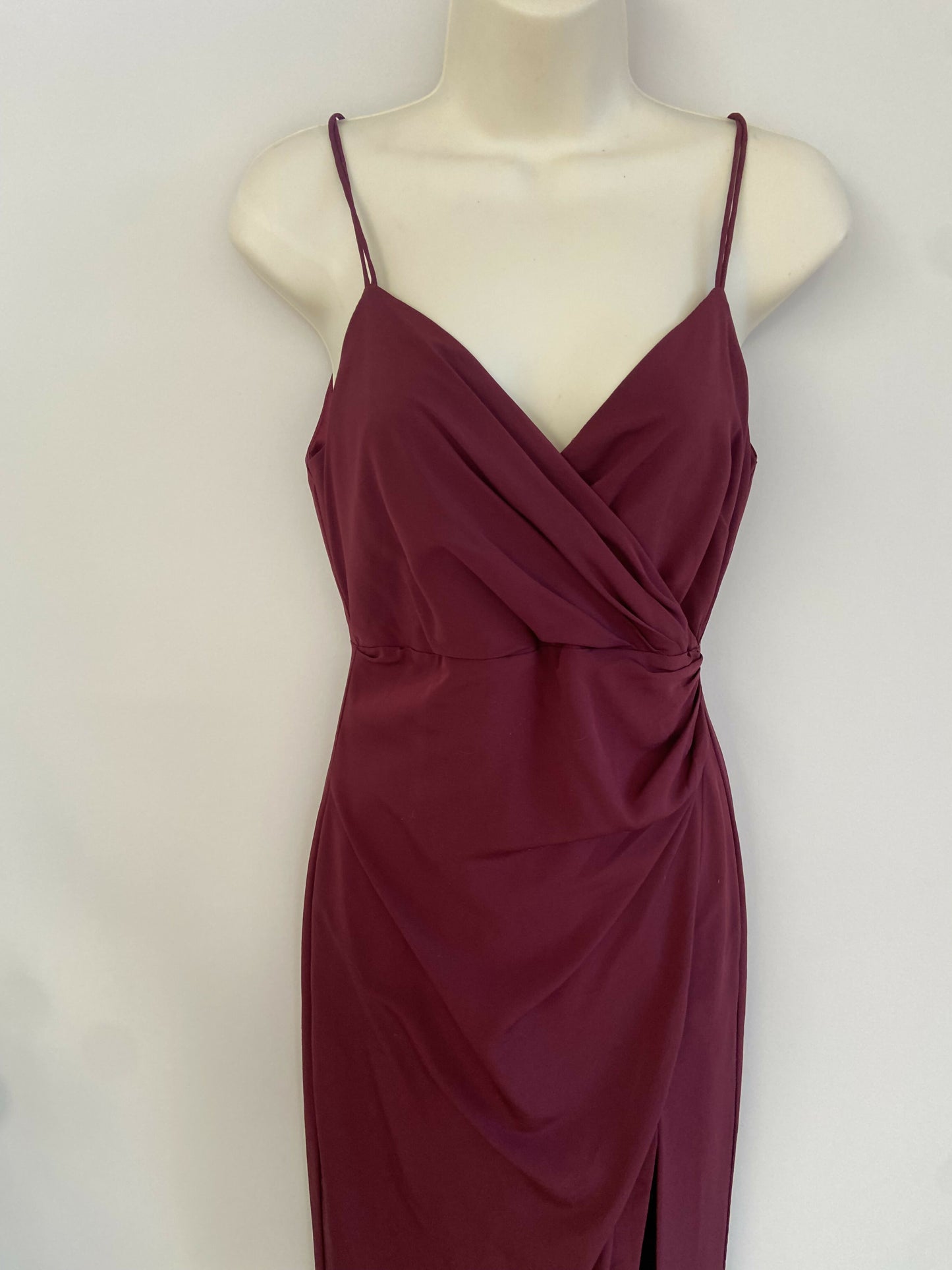 Bardot Size 8 XS Burgundy Red Slip Evening Cocktail Dress With Leg Split