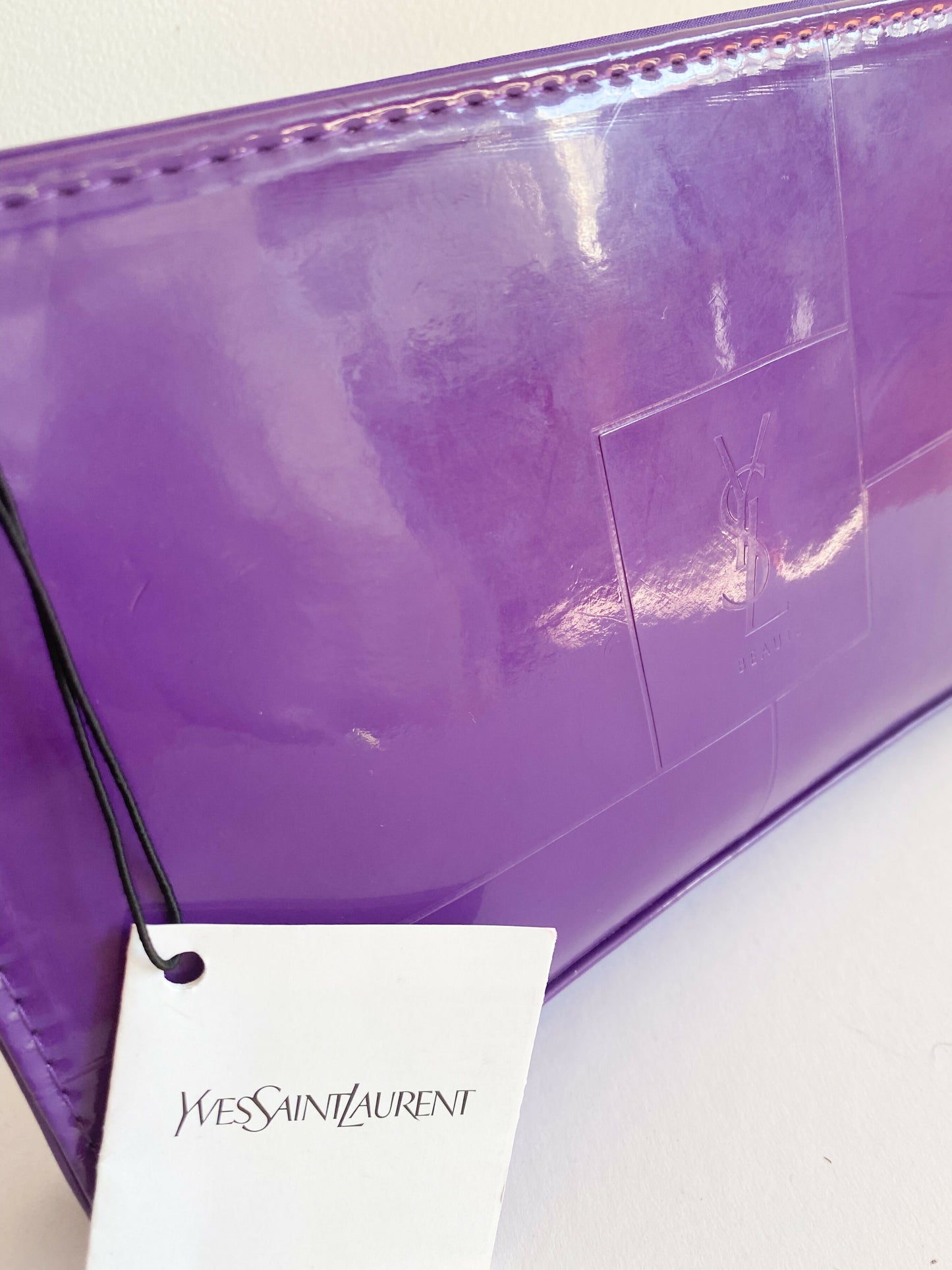 YSL Beaute Purple Faux Patent-Leather Clutch