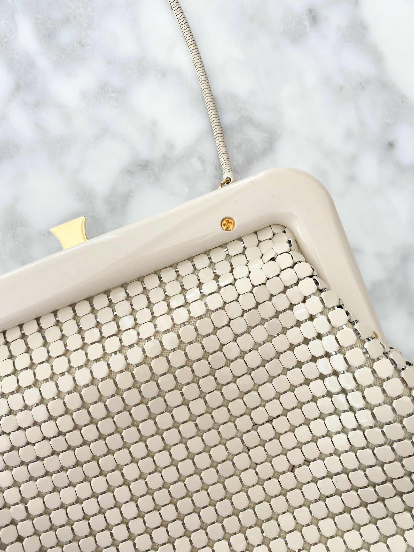 Vintage Gold Crest Beige Chainmail Bag