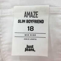 Just Jeans Amaze Ankle Length Mid Rise White Boyfriend Jeans Ladies Sz AU 18 NEW