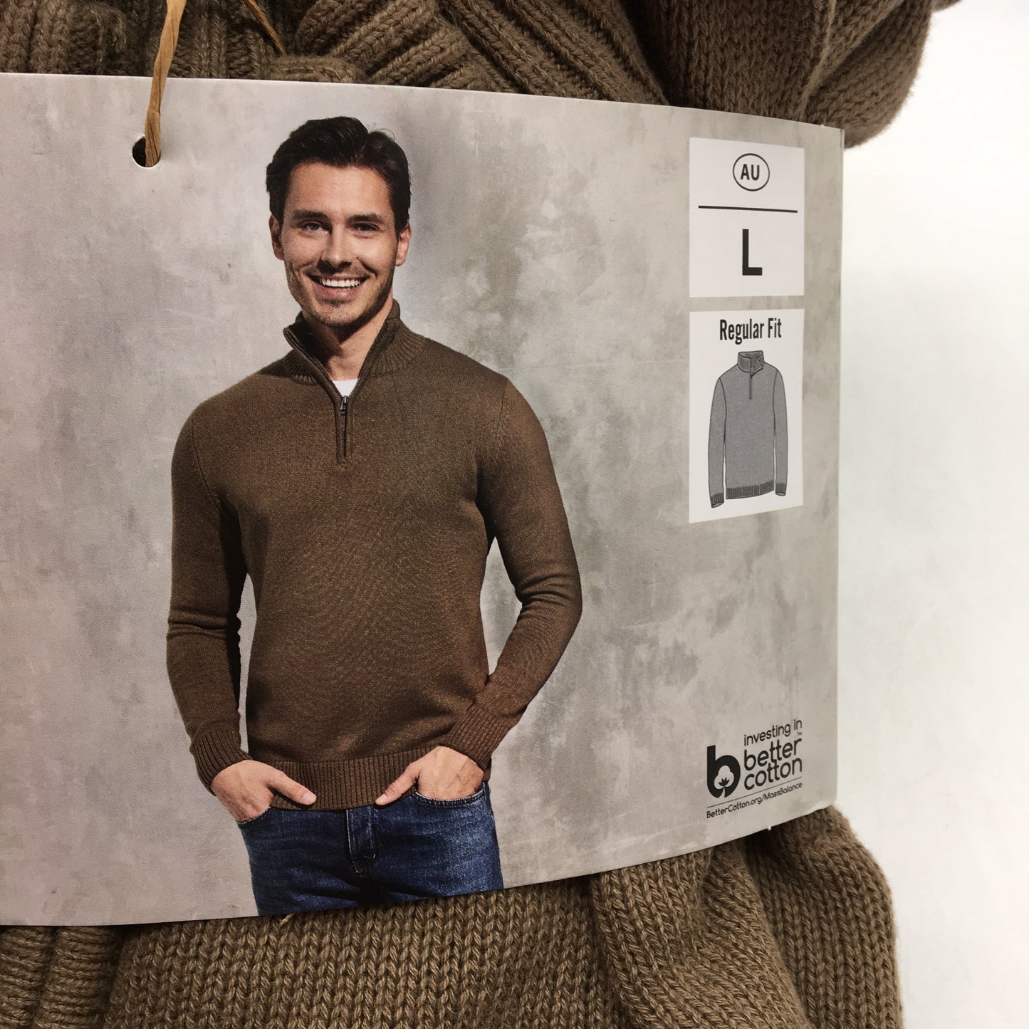 Westbay 100% Cotton Brown Knit Style Quarter Zip Regular Fit Top Mens Size L NEW