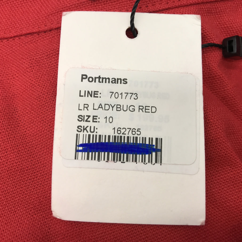 Portmans White Label Lilly Puff Sleeve Dress Ladybug Red Ladies Sz AU 10 NEW