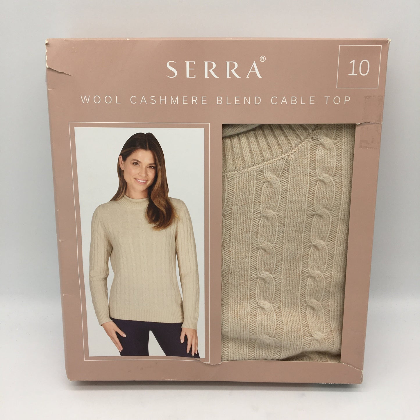 Serra Womens Ivory Wool Cashmere Blend Cable Top Size 10 NEW