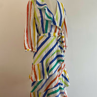 Women's Wayne Cooper Size 10 Striped Ruffled Dress
