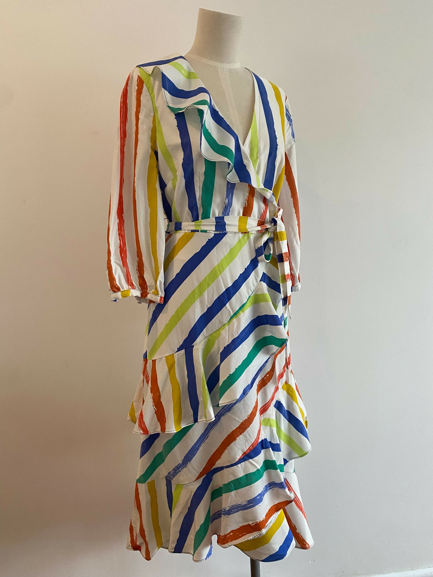 Women's Wayne Cooper Size 10 Striped Ruffled Dress