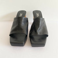 Zara Size 36 Black Leather Mules