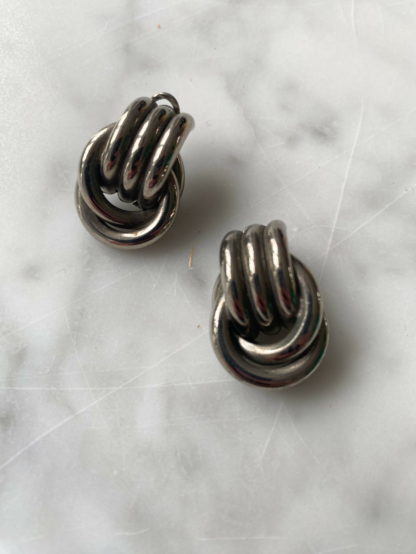 Silver-Tone Clip-On Knot Earrings