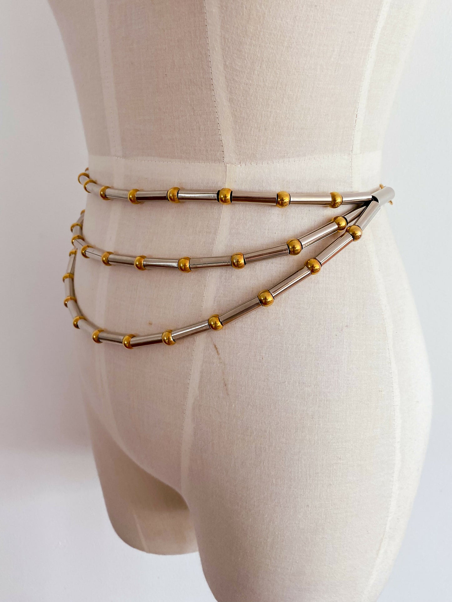 Vintage Two-Tone Bead and Chain Belt