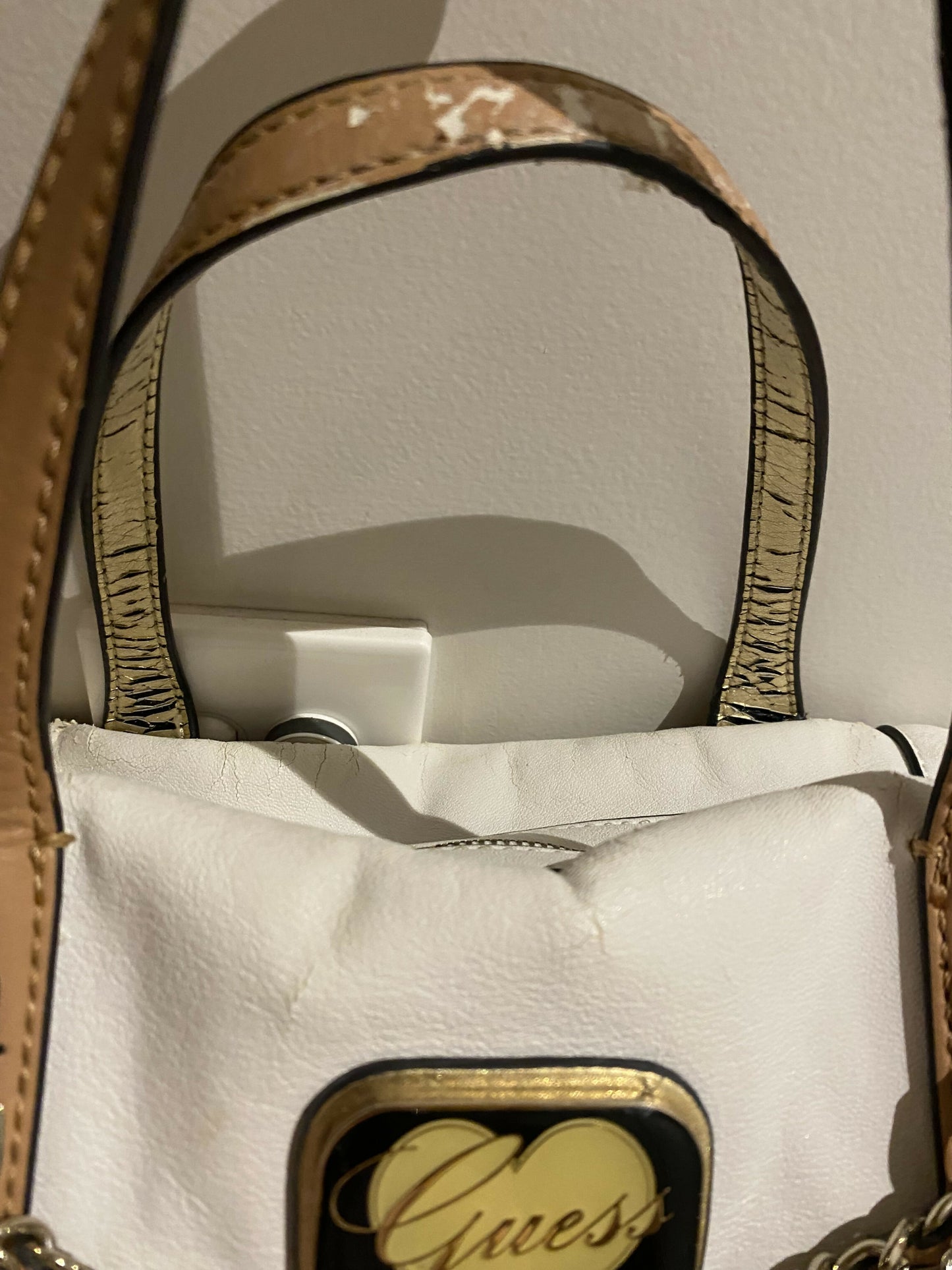 Guess White Handbag with Charms