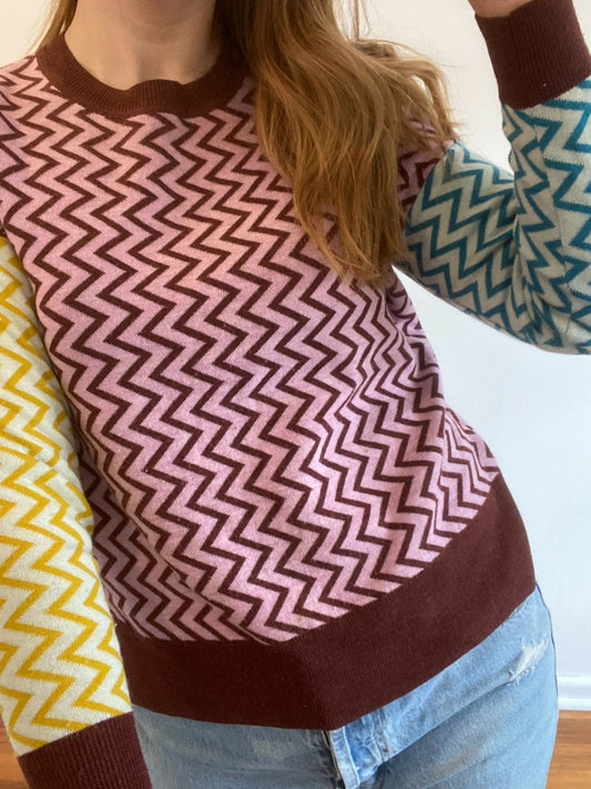 Women's Gorman Size 10 ZigZag Merino Wool Pullover