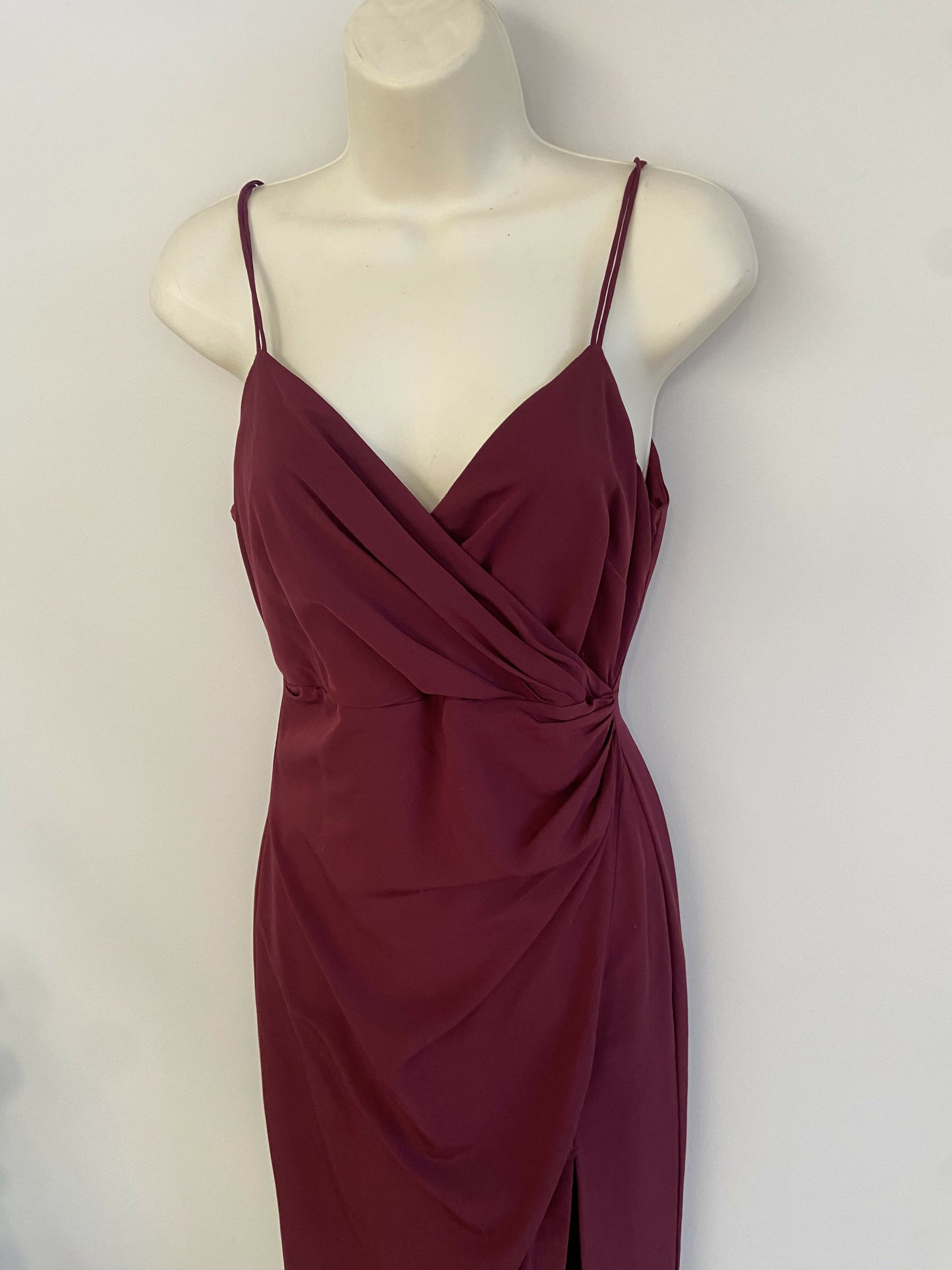 Bardot Size 8 XS Burgundy Red Slip Evening Cocktail Dress With Leg Split