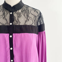 Escada Sport Size 38 Lace-Trimmed Purple Shirt