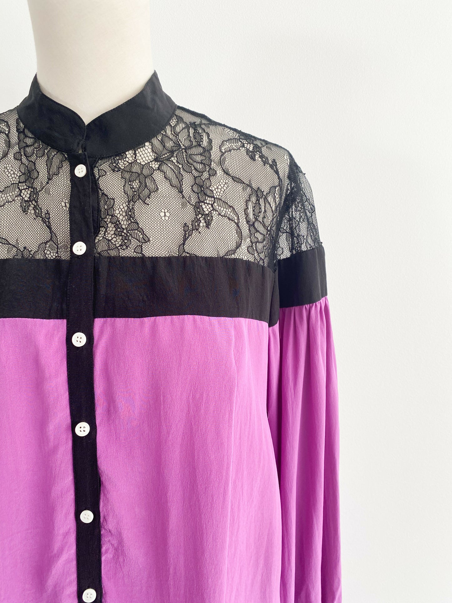 Escada Sport Size 38 Lace-Trimmed Purple Shirt