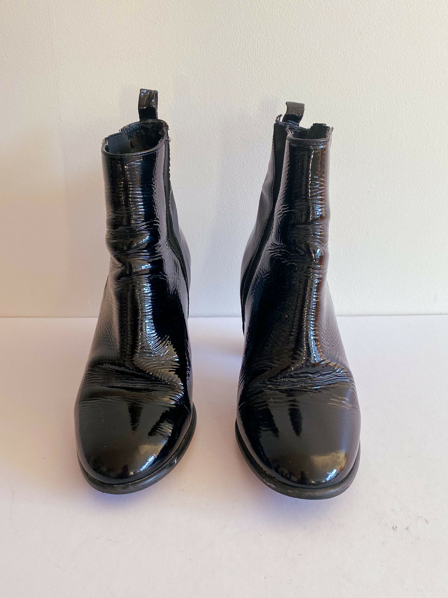 Crosswalk Size 40 Black Patent-Leather Ankle Boots