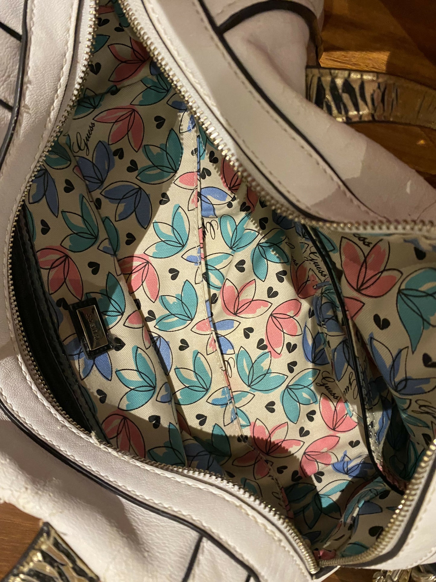 Guess White Handbag with Charms