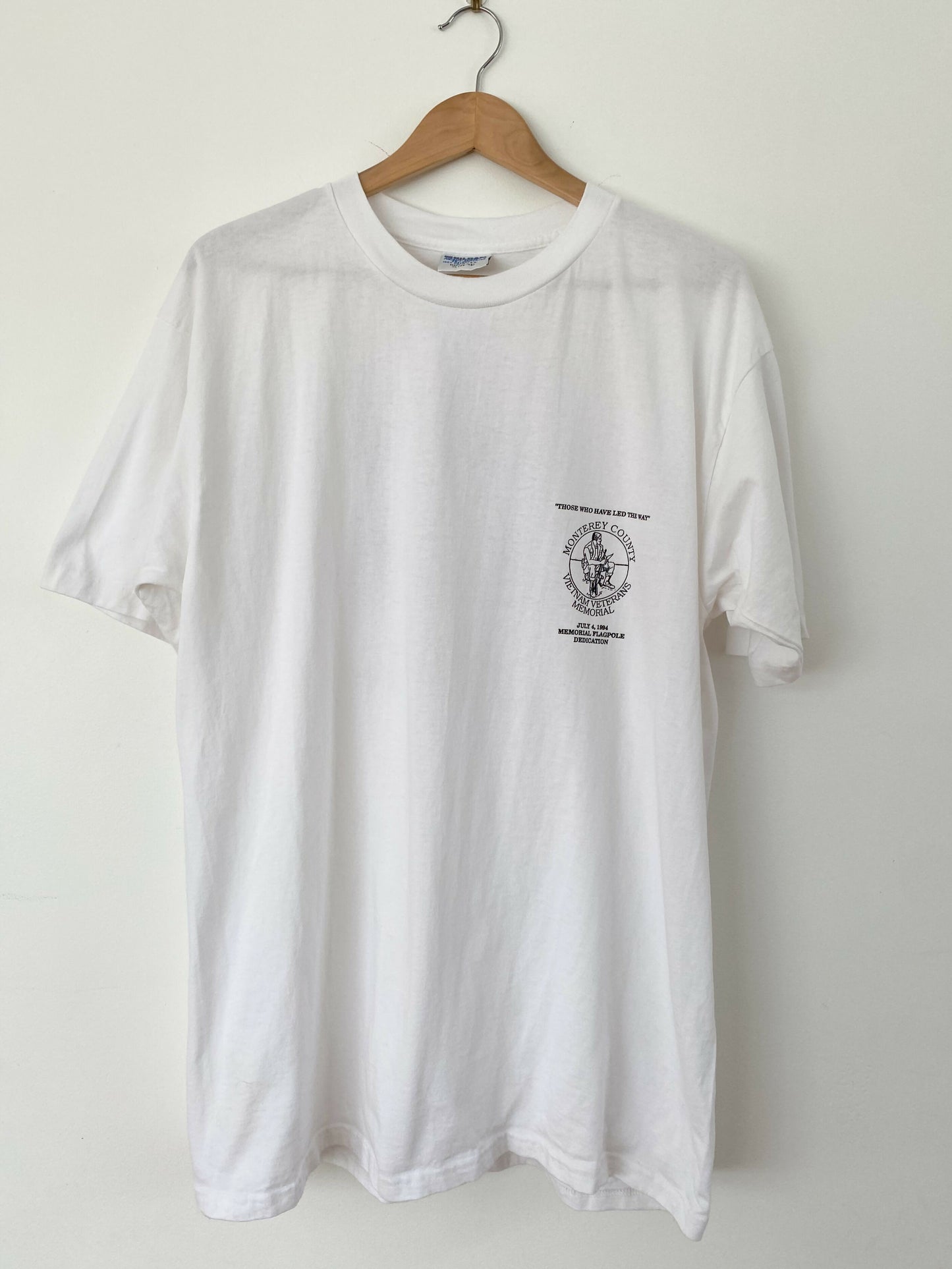 Men's Size XL White Cotton 'Monterey County Vietnam Veteran Memorial' Print T-Shirt