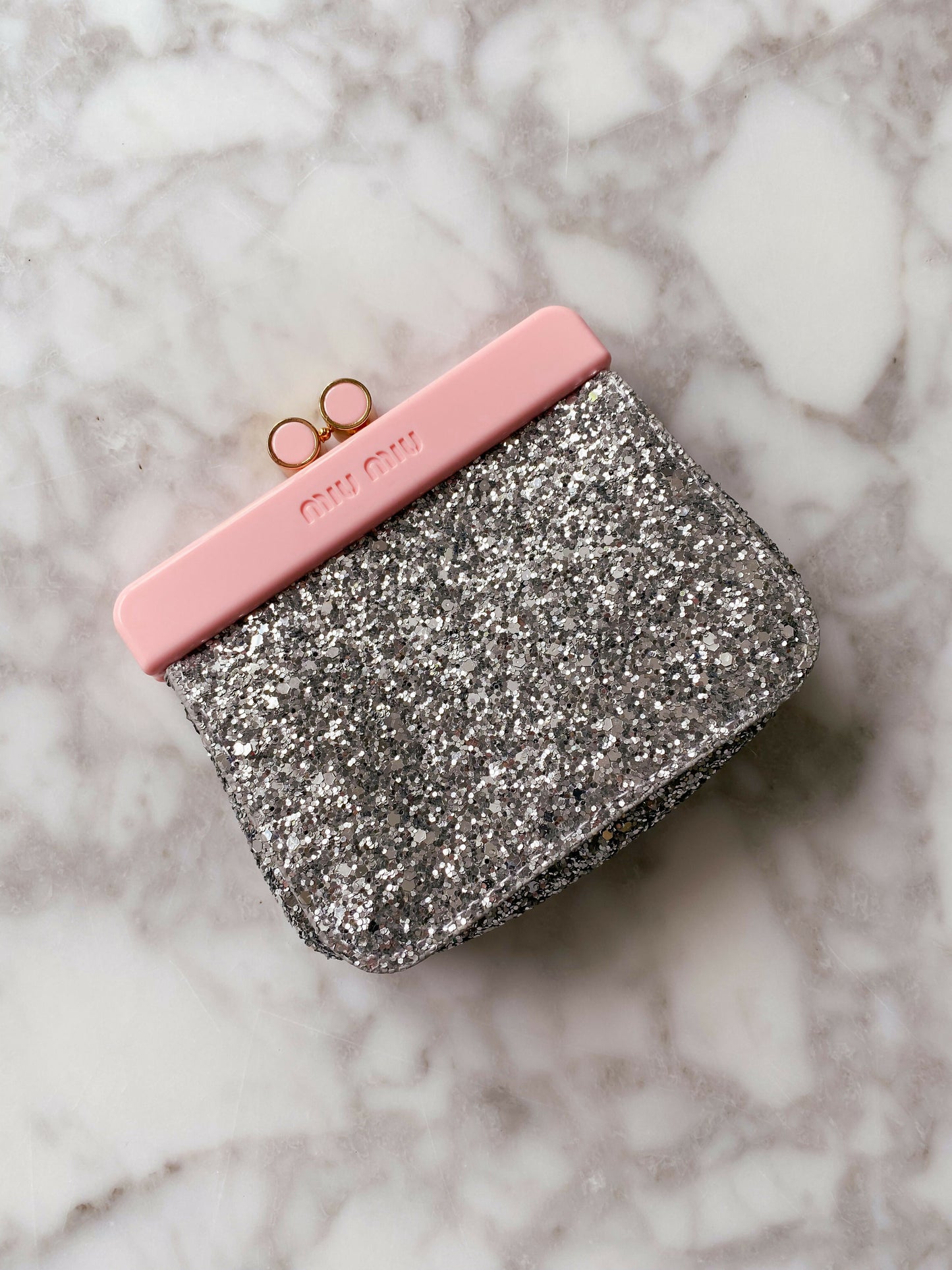 Miu Miu Parfums Perspex and Glittered Fabric Clutch