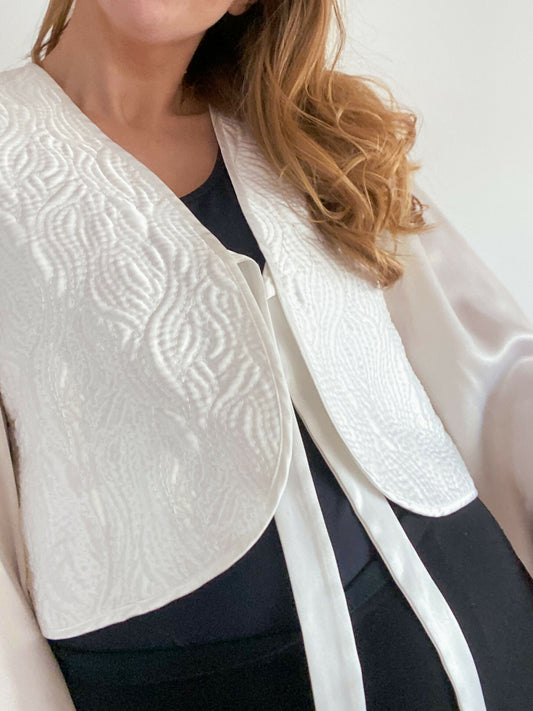 Femme Embroidered White Satin Jacket