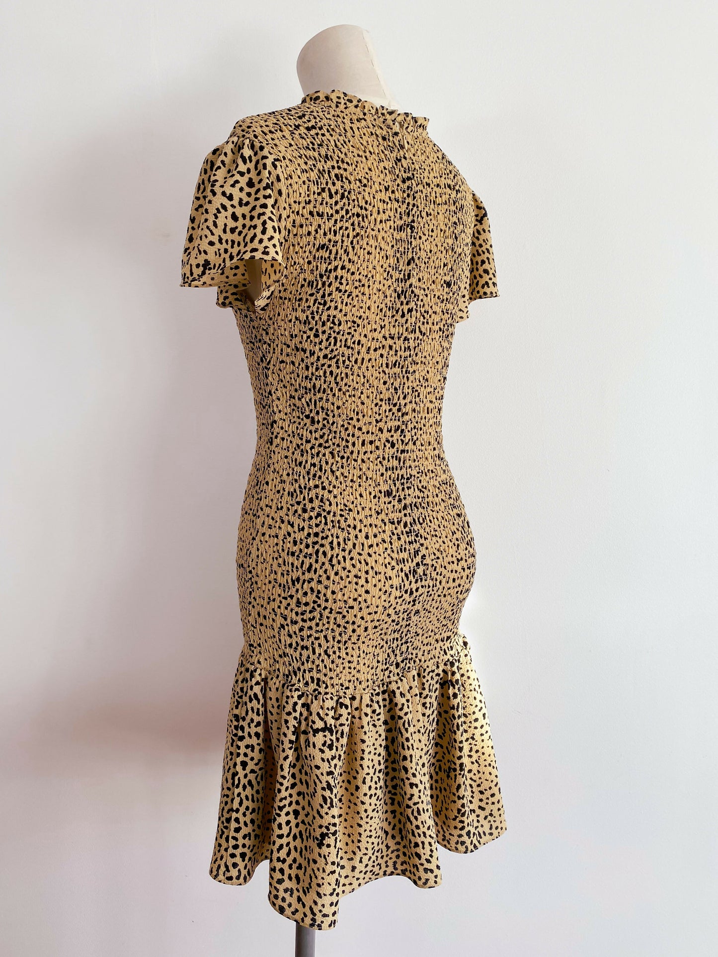 Seed Heritage Size 8 Ruched Animal-Print Mini Dress