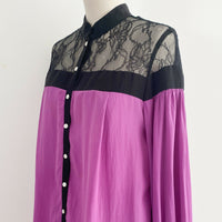 Escada Sport Size 38 Lace-Trimmed Purple Shirt