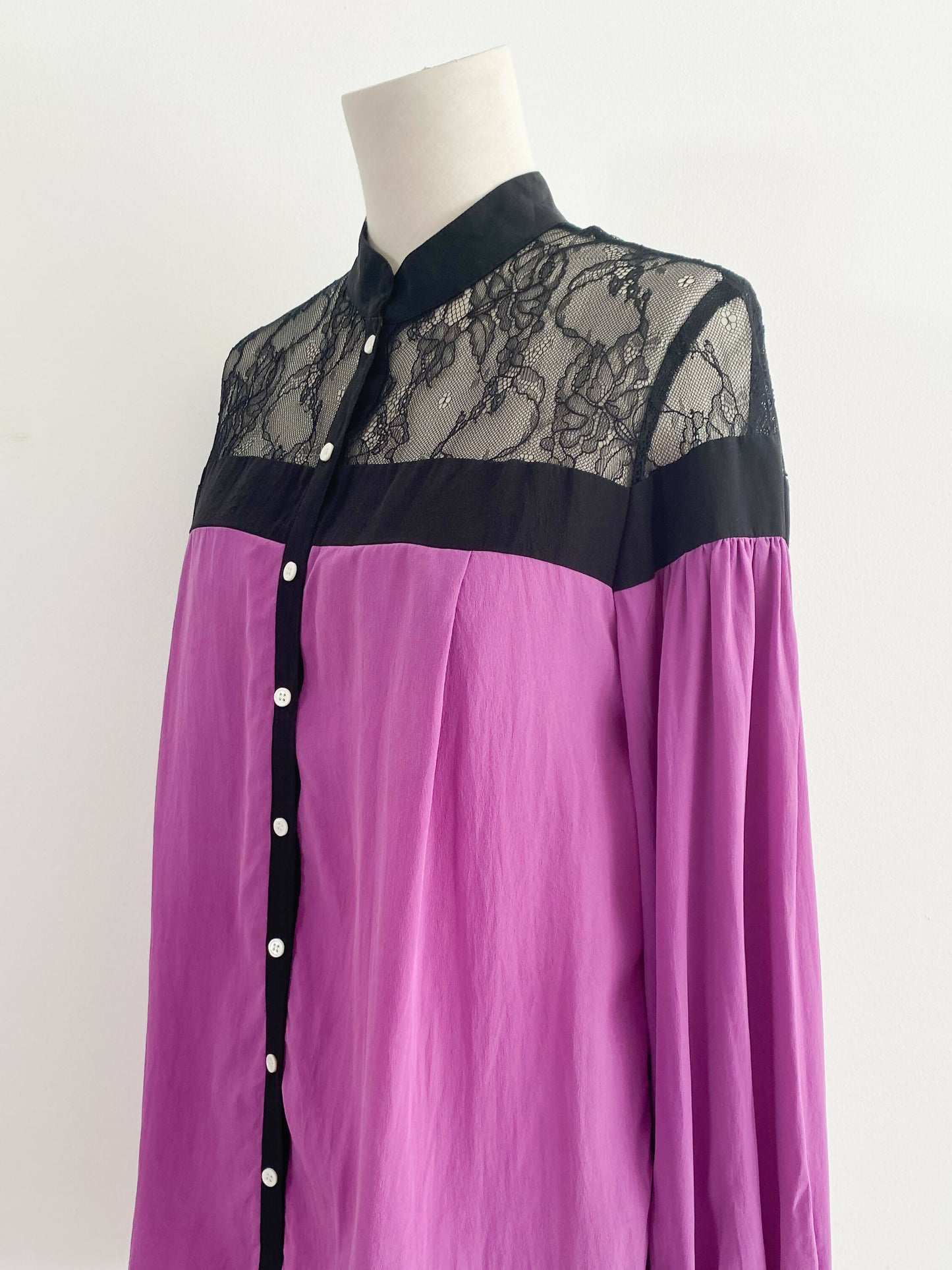 Escada Sport Size 38 Lace-Trimmed Purple Shirt