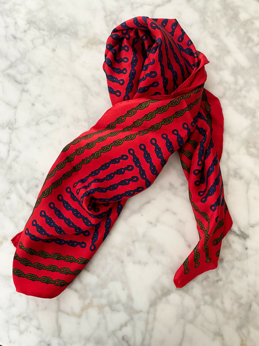 Robert di Camerino Printed Red Scarf