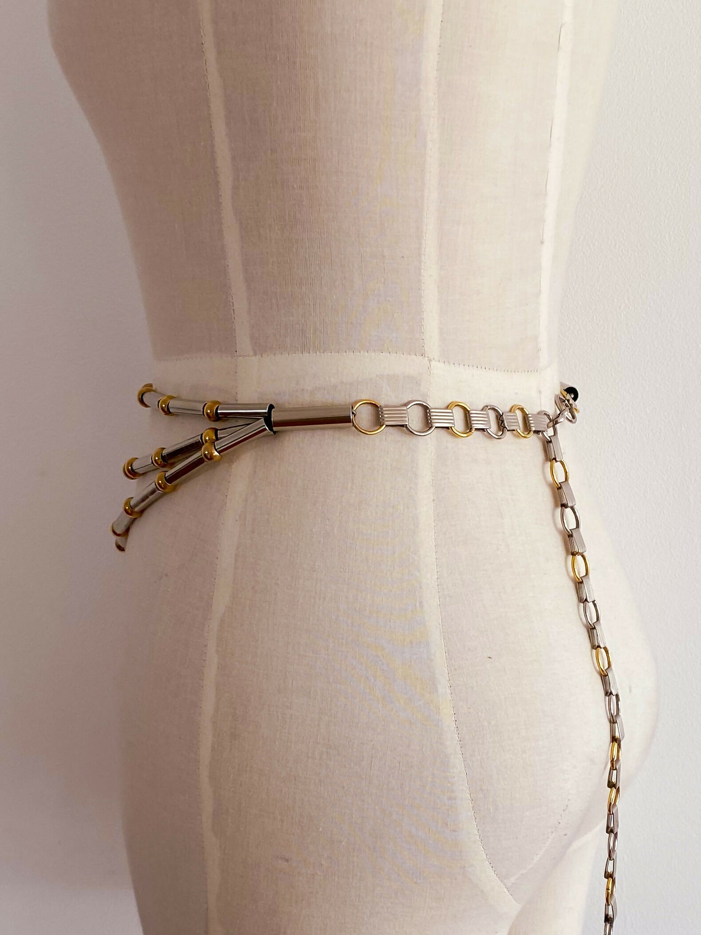 Vintage Two-Tone Bead and Chain Belt