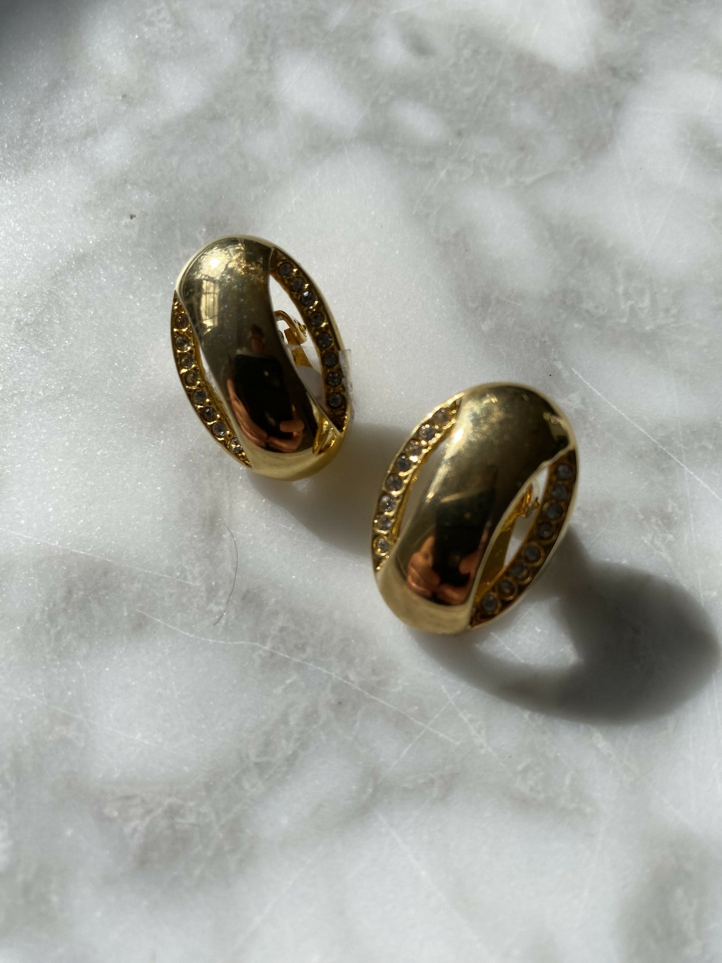 Gold-Tone and Diamante Clip-On Earrings