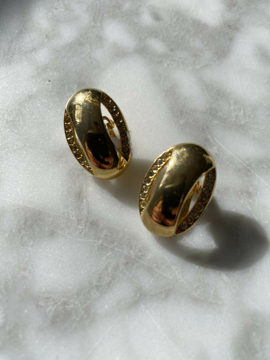 Gold-Tone and Diamante Clip-On Earrings