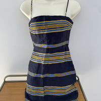 Third Form Navy And Gold Stripe Parallel Mini Dress Size 2 / 6 - 8