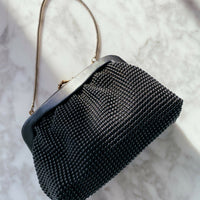 Embellished Black Leather-Trimmed Bag