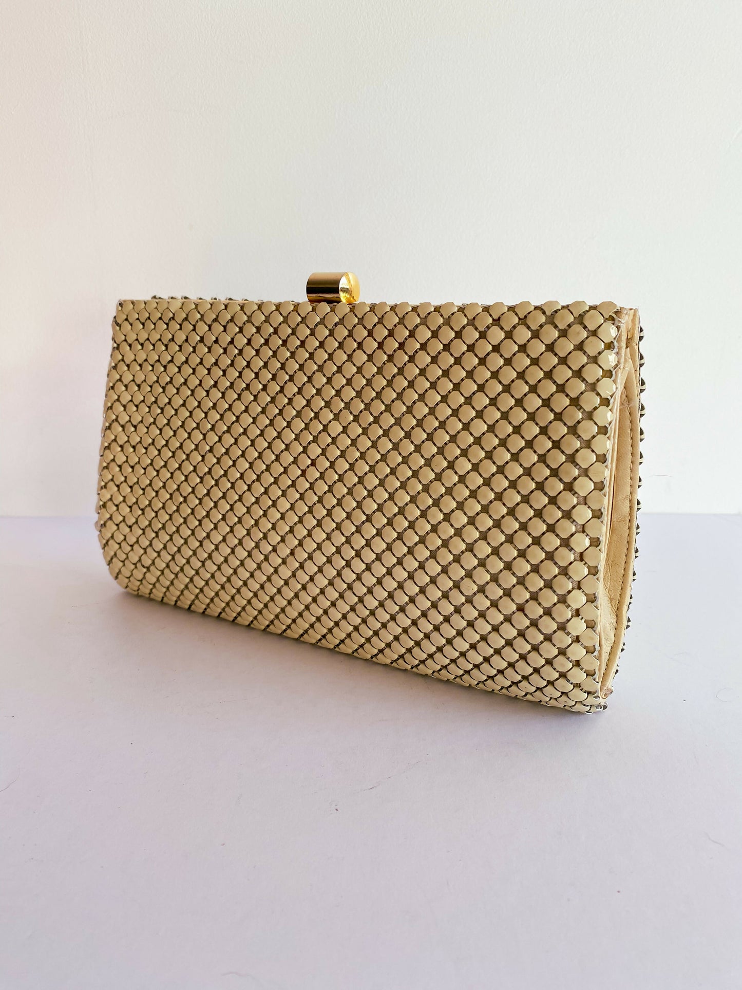 Ultra Mesh Cream Shoulder Bag Clutch