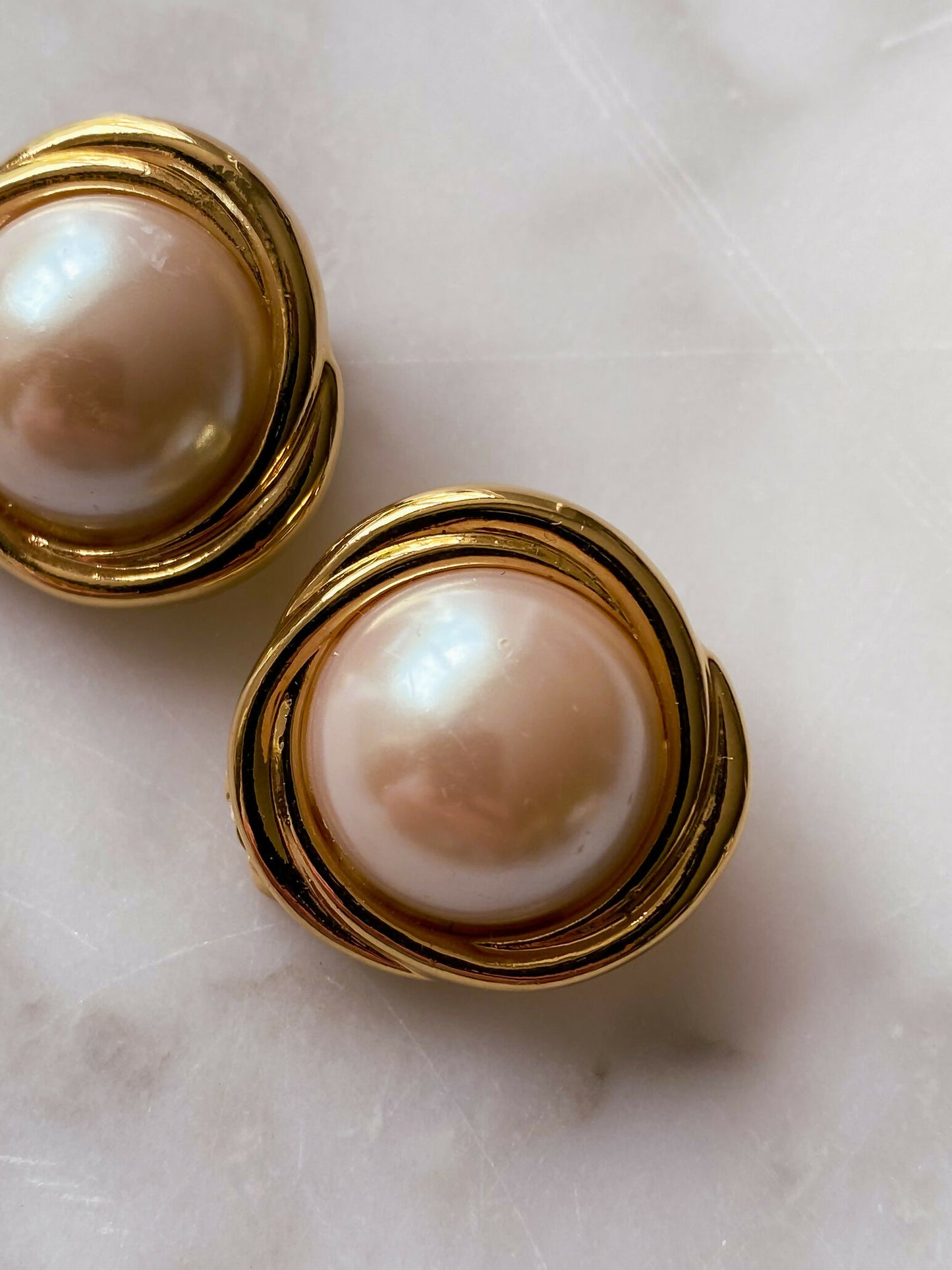 Gold-Tone Faux Pearl Clip-On Earrings