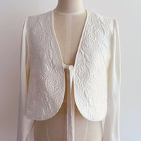 Femme Embroidered White Satin Jacket