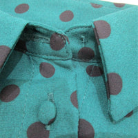 Portmans Green & Black Polka Dots Frill Sleeve Top Ladies Size L NEW
