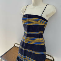 Third Form Navy And Gold Stripe Parallel Mini Dress Size 2 / 6 - 8