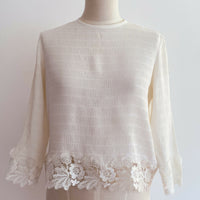 Sandro Paris Size 1 Lace-Trimmed Cream Top