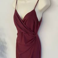 Bardot Size 8 XS Burgundy Red Slip Evening Cocktail Dress With Leg Split