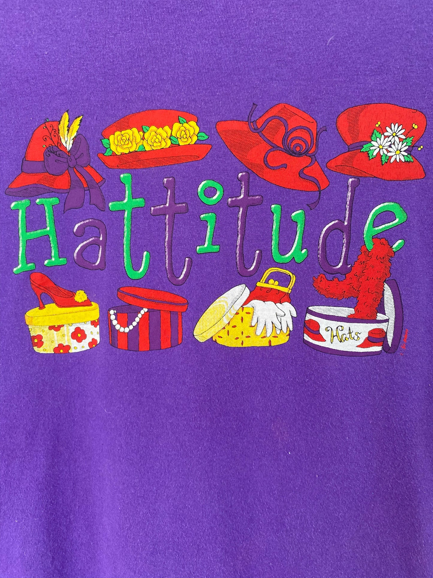 Men's Size L Purple Hattitude Cotton Print T-Shirt