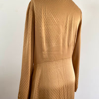 Seed Size 14 Polka-Dot Caramel Satin Dress