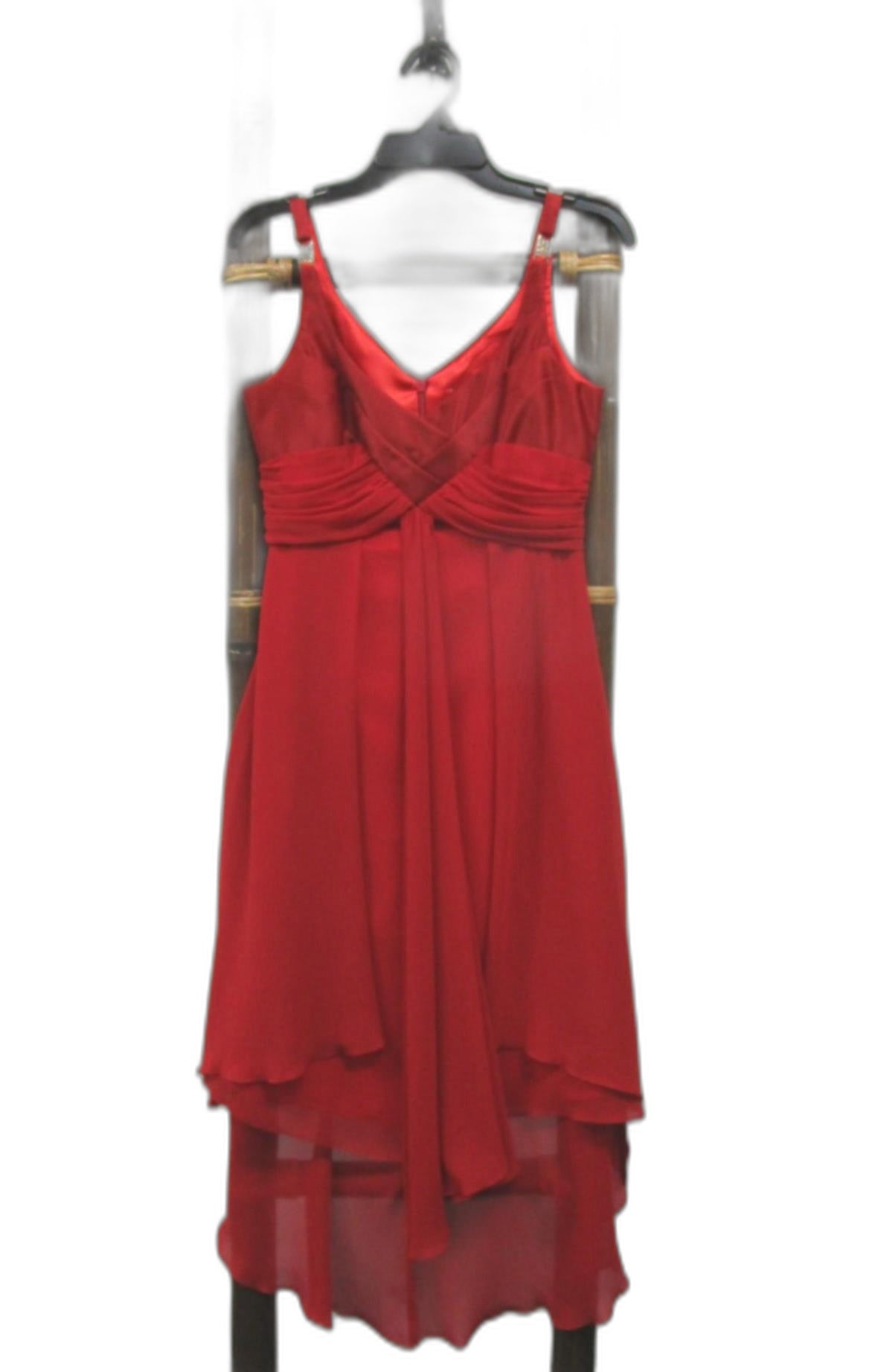 Sequins Red Sleeveless Plain Asymmetrical Flowy Dress Ladies Size 4