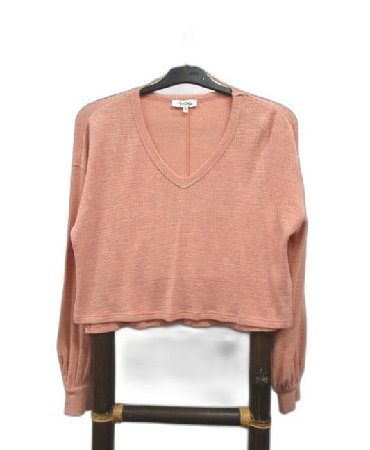 miss-shop-coral-casual-v-neck-soft-touch-sweater-ladies-size-s-new-aq