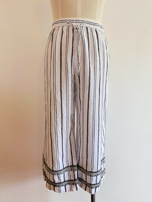 Sportscraft Size 12 Linen and Cotton-Blend Striped Pants