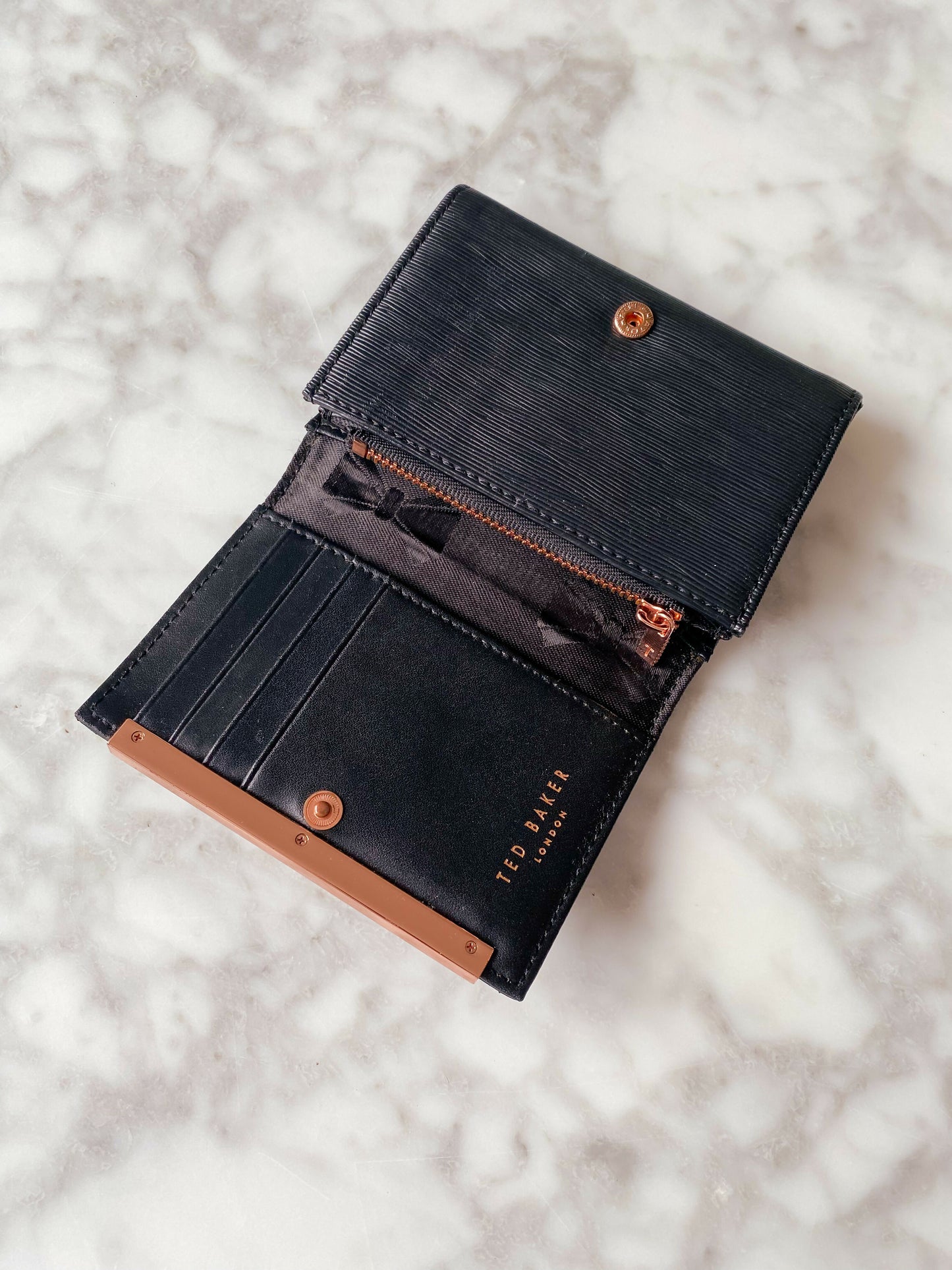 Ted Baker Black and Rose-Gold Tone Wallet