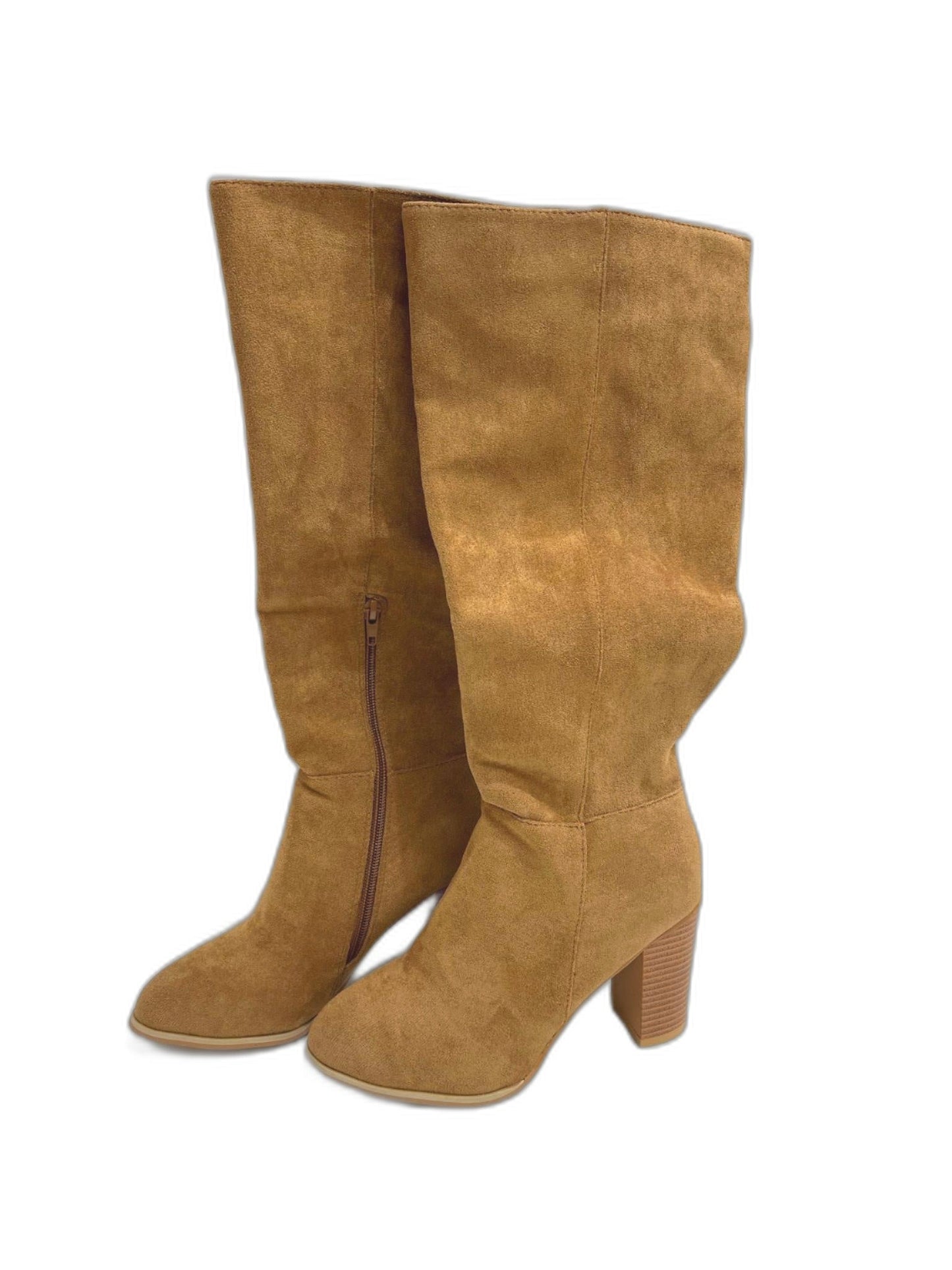 Sacchetto Tan Faux Suede Longline Heeled Boots Ladies Size 37 /Aus 6.5 NEW