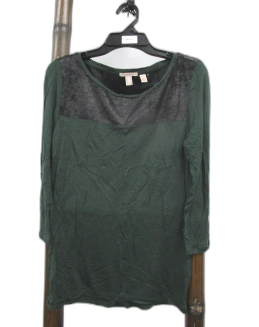 Espirit Comfortable 3/4 Sleeves Relaxed Fit Top Green Ladies Size Xs