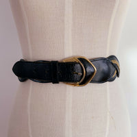 Twisted Black Leather Embellished Belt