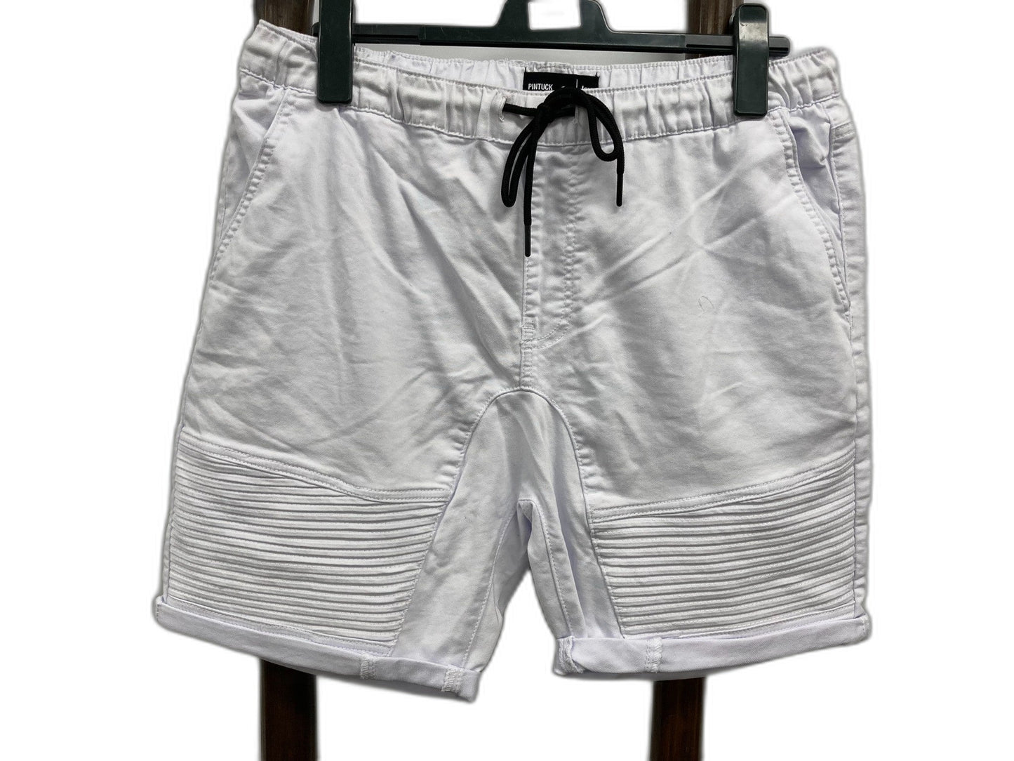 Jay Jays Pintuck Stretchy Cuff & Drawstring Shorts White Mens Sz 38 NEW